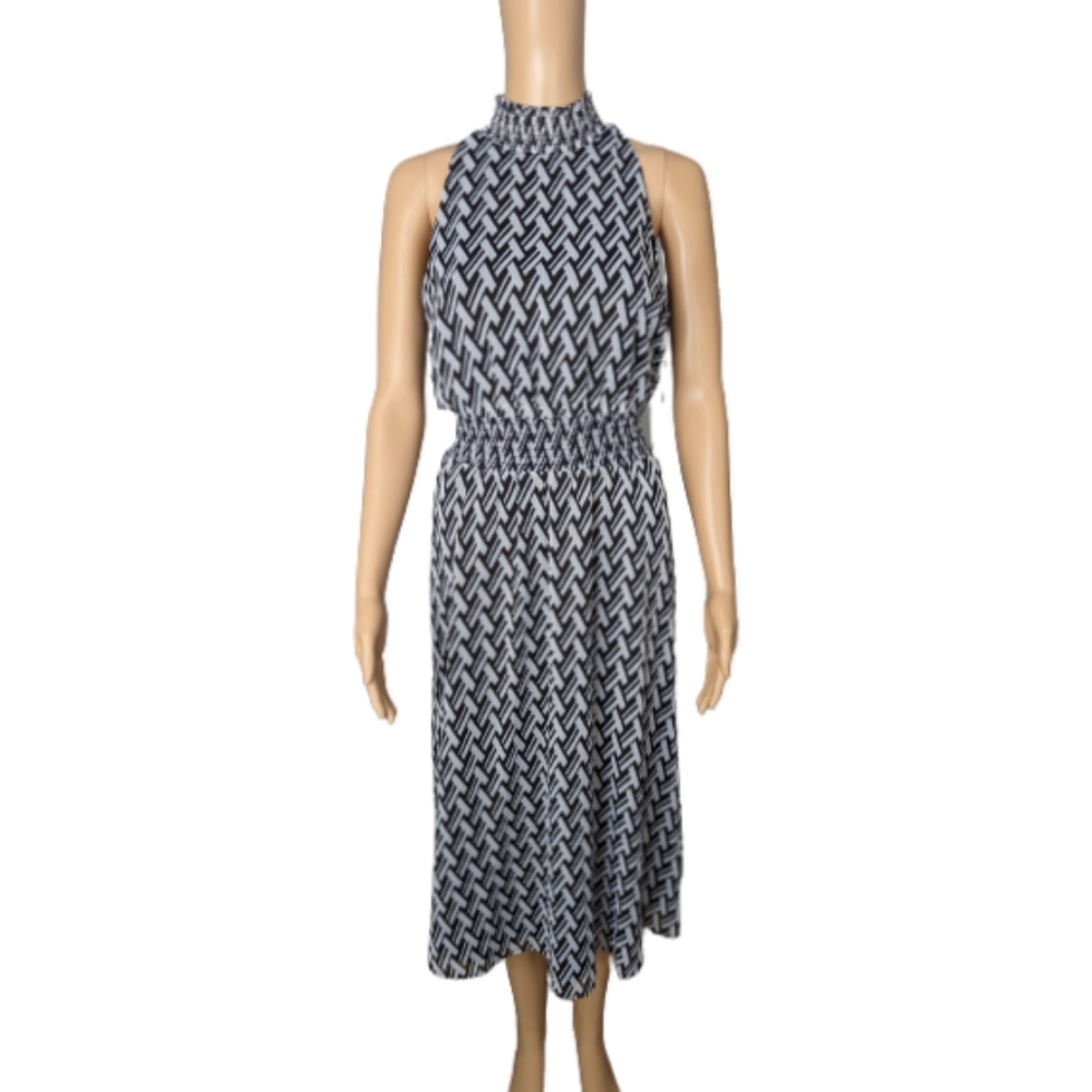 Sam Edelman Geo Mock Neck Smock Waist Dress 4